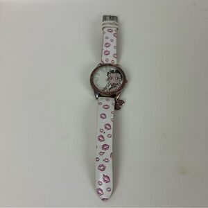 2018 King Features Syndicate 'Betty Boop' White and Pink Kiss Watch, w/ dangles